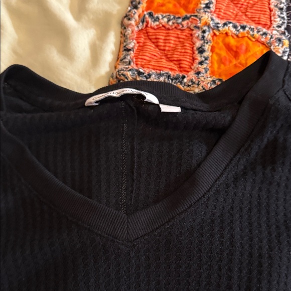 Calvin Klein Black Textured V-Neck Sweatshirt - Picture 3 of 5